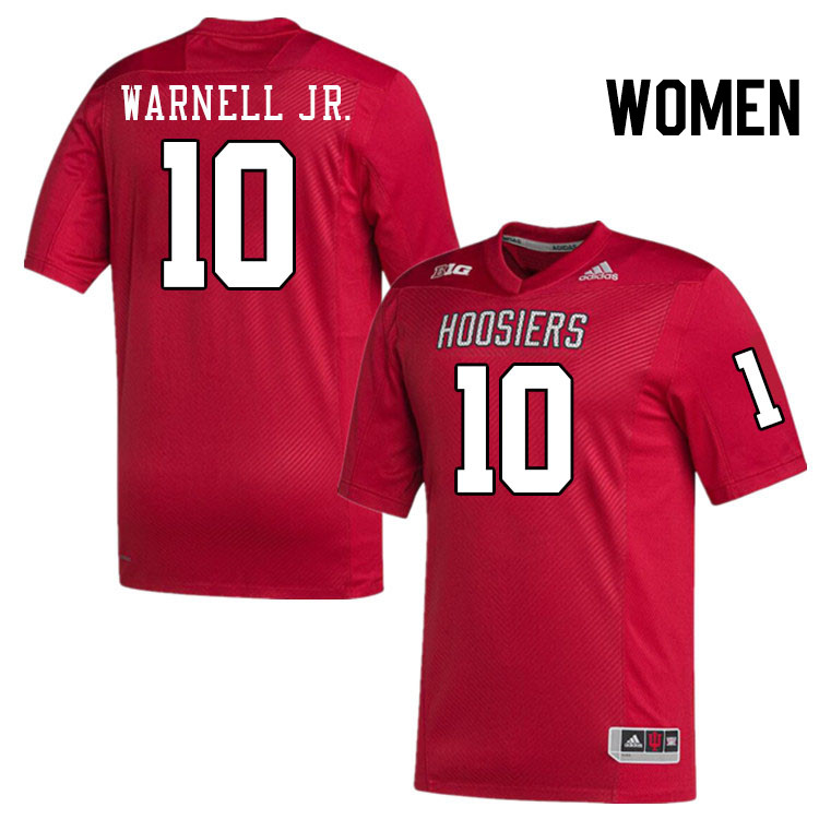 Women #10 DJ Warnell Jr. Indiana Hoosiers College Football Jerseys Stitched-Crimson